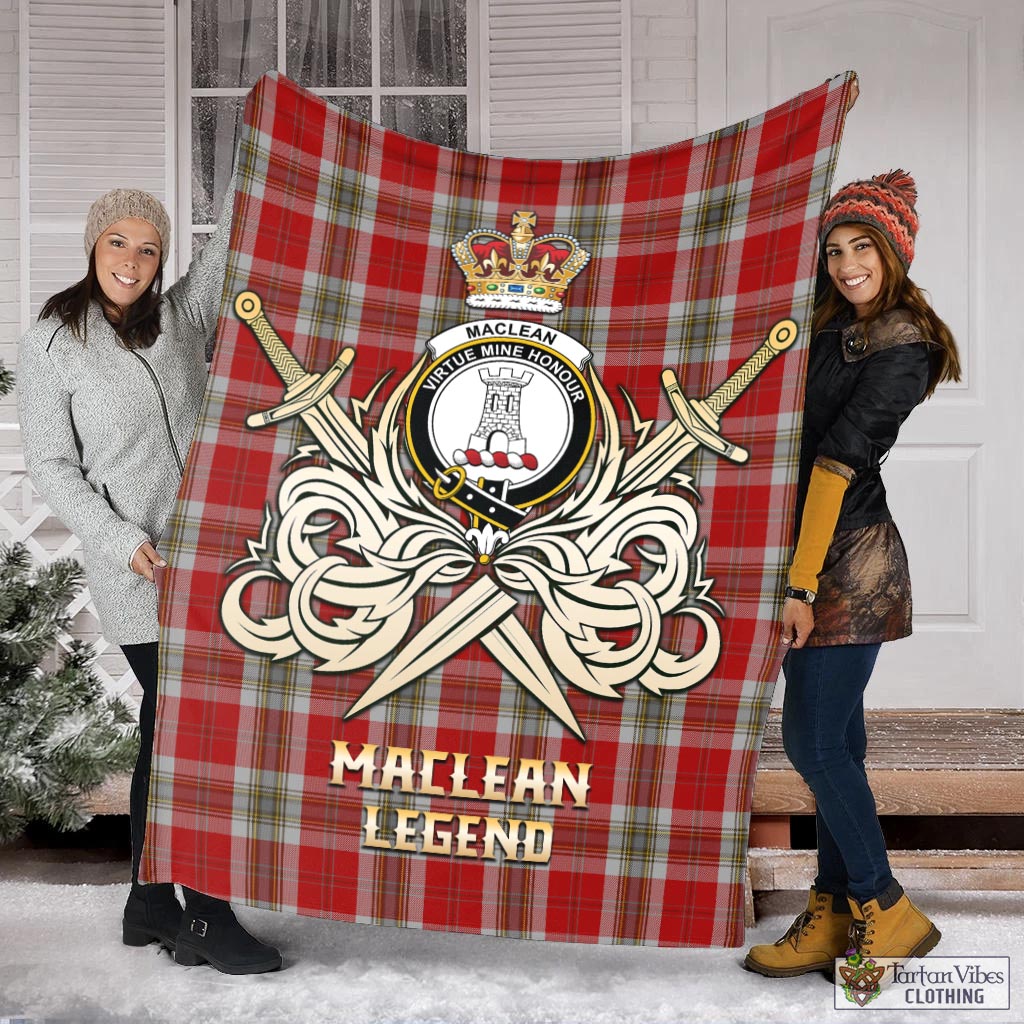 Tartan Vibes Clothing MacLean of Duart Dress Red Tartan Blanket with Clan Crest and the Golden Sword of Courageous Legacy