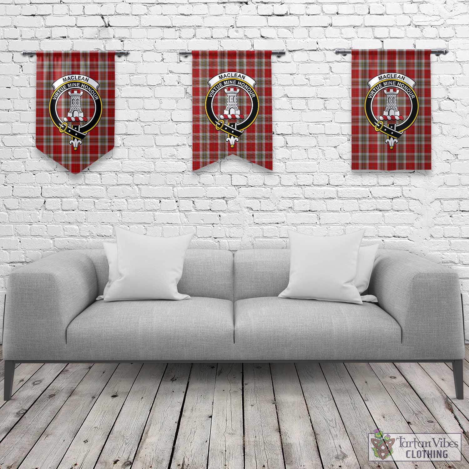 Tartan Vibes Clothing MacLean of Duart Dress Red Tartan Gonfalon, Tartan Banner with Family Crest