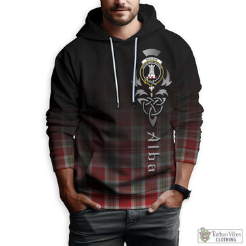 MacLean of Duart Dress Red Tartan Hoodie Featuring Alba Gu Brath Family Crest Celtic Inspired