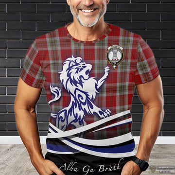 MacLean of Duart Dress Red Tartan T-Shirt with Alba Gu Brath Regal Lion Emblem