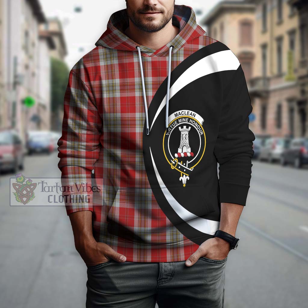 MacLean of Duart Dress Red Tartan Hoodie with Family Crest Circle Style Zip Hoodie - Tartan Vibes Clothing