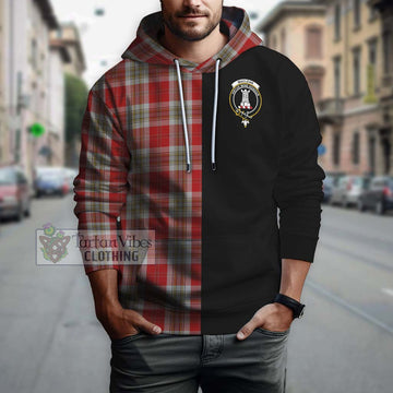 MacLean of Duart Dress Red Tartan Hoodie with Family Crest and Half Of Me Style