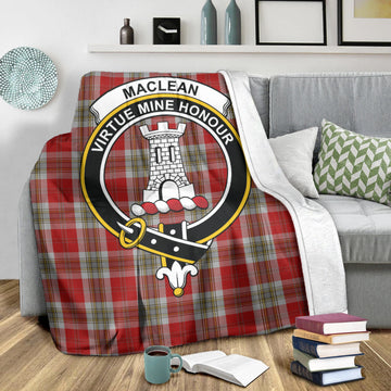 MacLean of Duart Dress Red Tartan Blanket with Family Crest