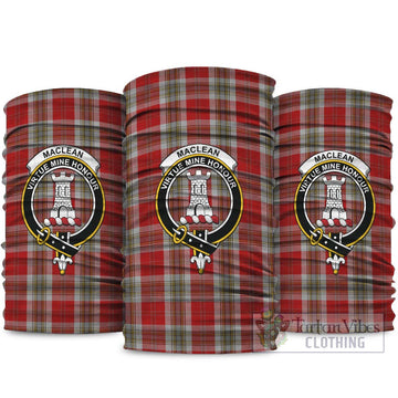 MacLean of Duart Dress Red Tartan Neck Gaiters, Tartan Bandanas, Tartan Head Band with Family Crest