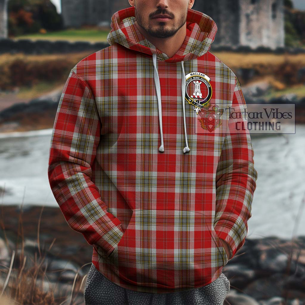 MacLean of Duart Dress Red Tartan Cotton Hoodie with Family Crest Pullover Hoodie XS - Tartan Vibes Clothing