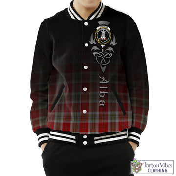 MacLean of Duart Dress Red Tartan Baseball Jacket Featuring Alba Gu Brath Family Crest Celtic Inspired