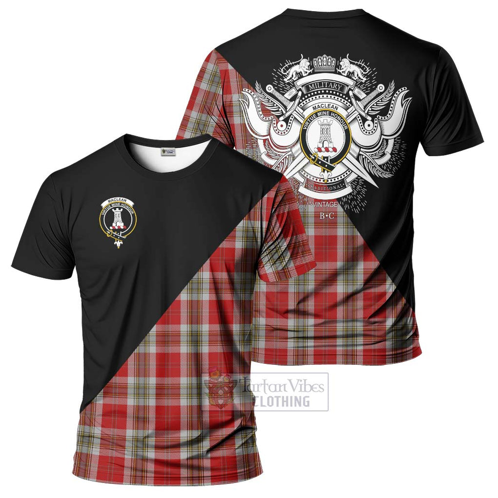 MacLean of Duart Dress Red Tartan T-Shirt with Family Crest and Military Logo Style Kid's Shirt - Tartanvibesclothing Shop