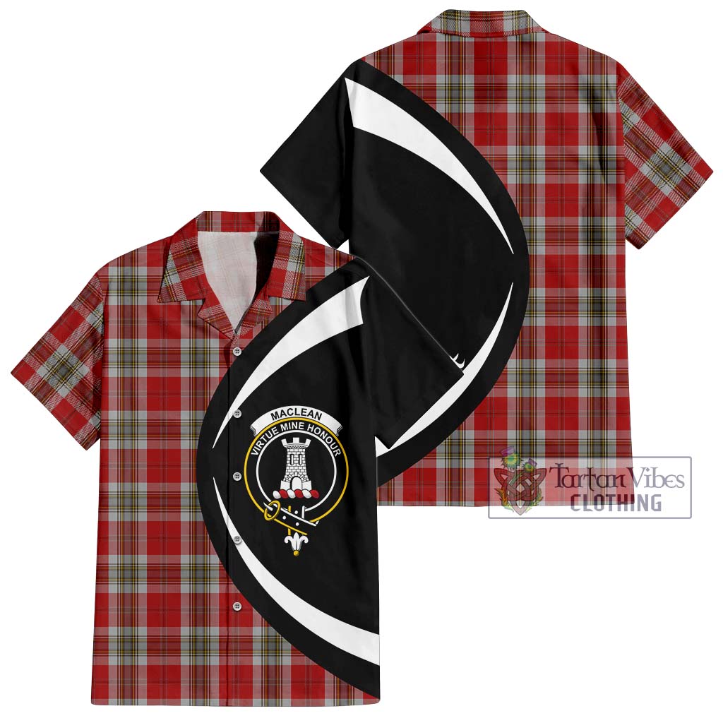 MacLean of Duart Dress Red Tartan Short Sleeve Button Up with Family Crest Circle Style Kid - Tartan Vibes Clothing