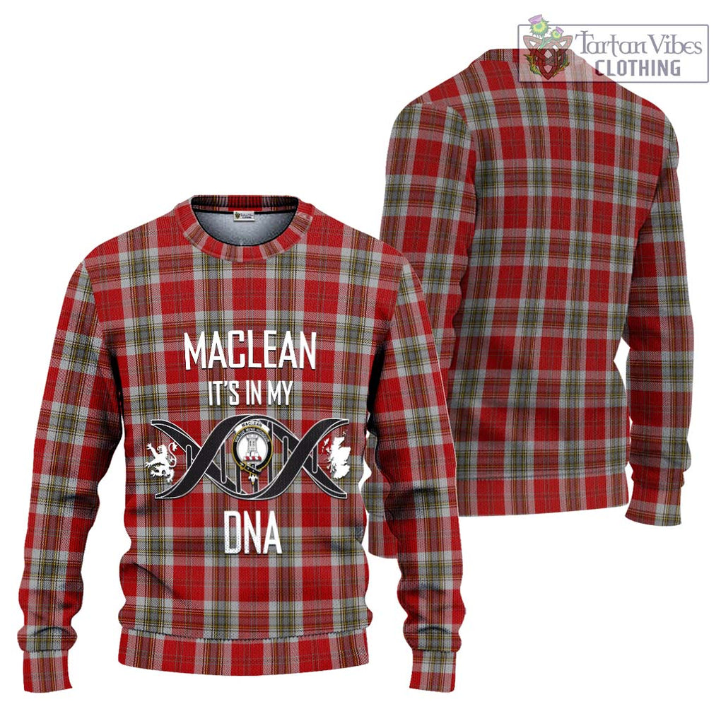 MacLean of Duart Dress Red Tartan Knitted Sweater with Family Crest DNA In Me Style Unisex - Tartanvibesclothing Shop