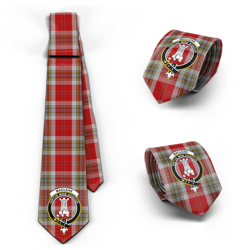 MacLean of Duart Dress Red Tartan Classic Necktie with Family Crest Necktie One Size - Tartan Vibes Clothing