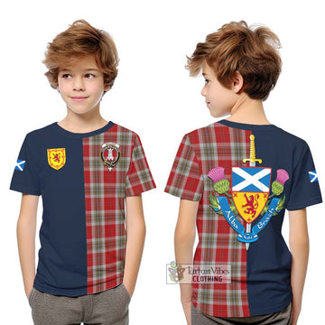 MacLean of Duart Dress Red Tartan Kid T-Shirt Alba with Scottish Lion Royal Arm Half Style