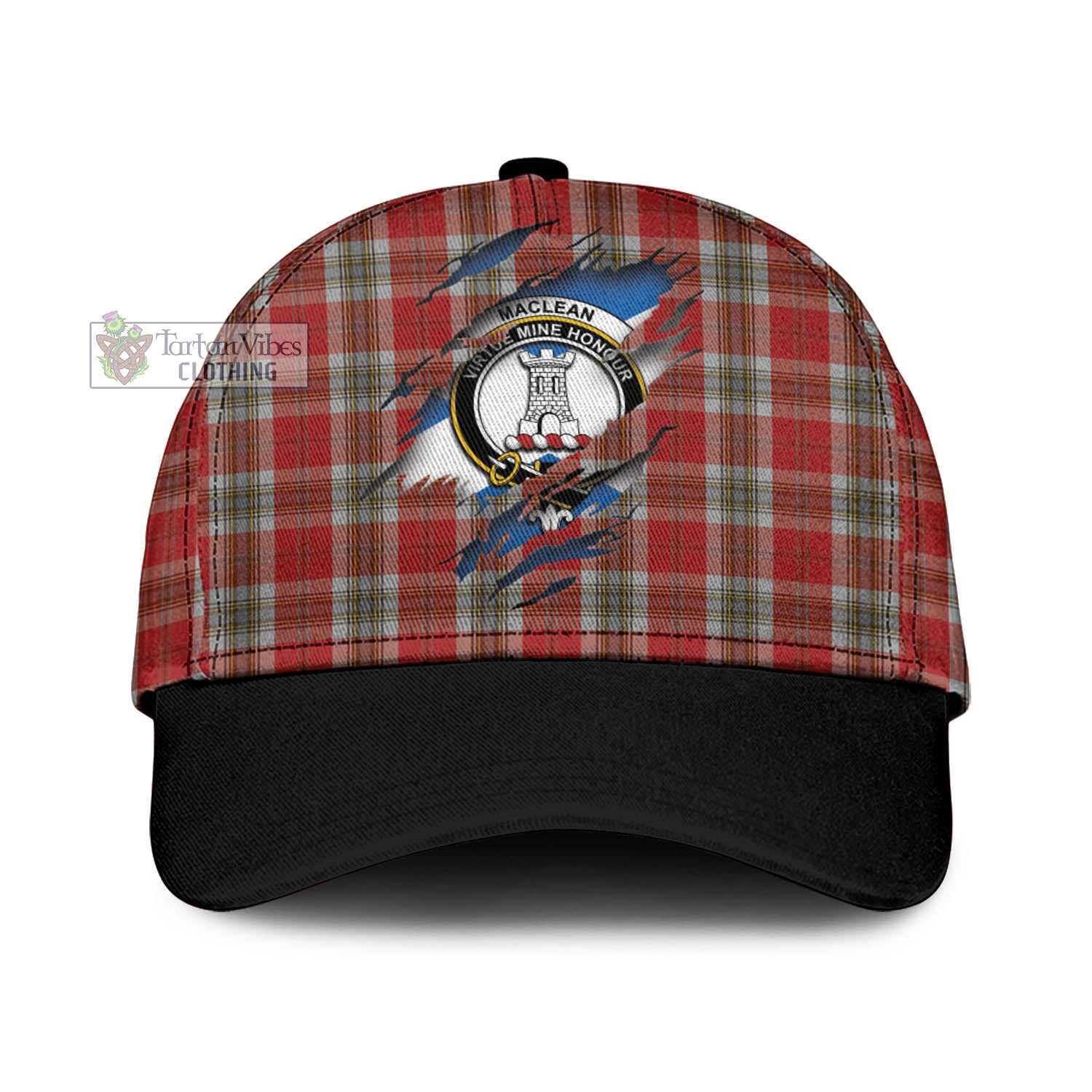 Tartan Vibes Clothing MacLean of Duart Dress Red Tartan Classic Cap with Family Crest In Me Style