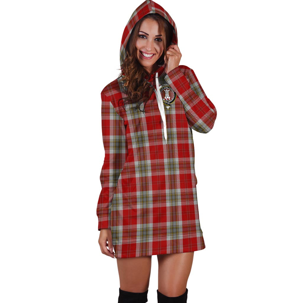 MacLean of Duart Dress Red Tartan Hoodie Dress with Family Crest - Tartan Vibes Clothing