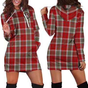 MacLean of Duart Dress Red Tartan Hoodie Dress with Family Crest