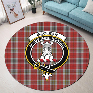 MacLean of Duart Dress Red Tartan Round Rug with Family Crest