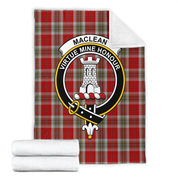 MacLean of Duart Dress Red Tartan Blanket with Family Crest