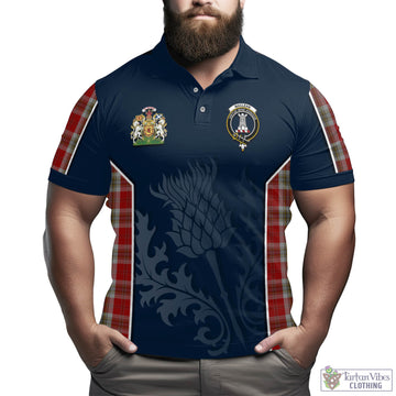 MacLean of Duart Dress Red Tartan Men's Polo Shirt with Family Crest and Scottish Thistle Vibes Sport Style