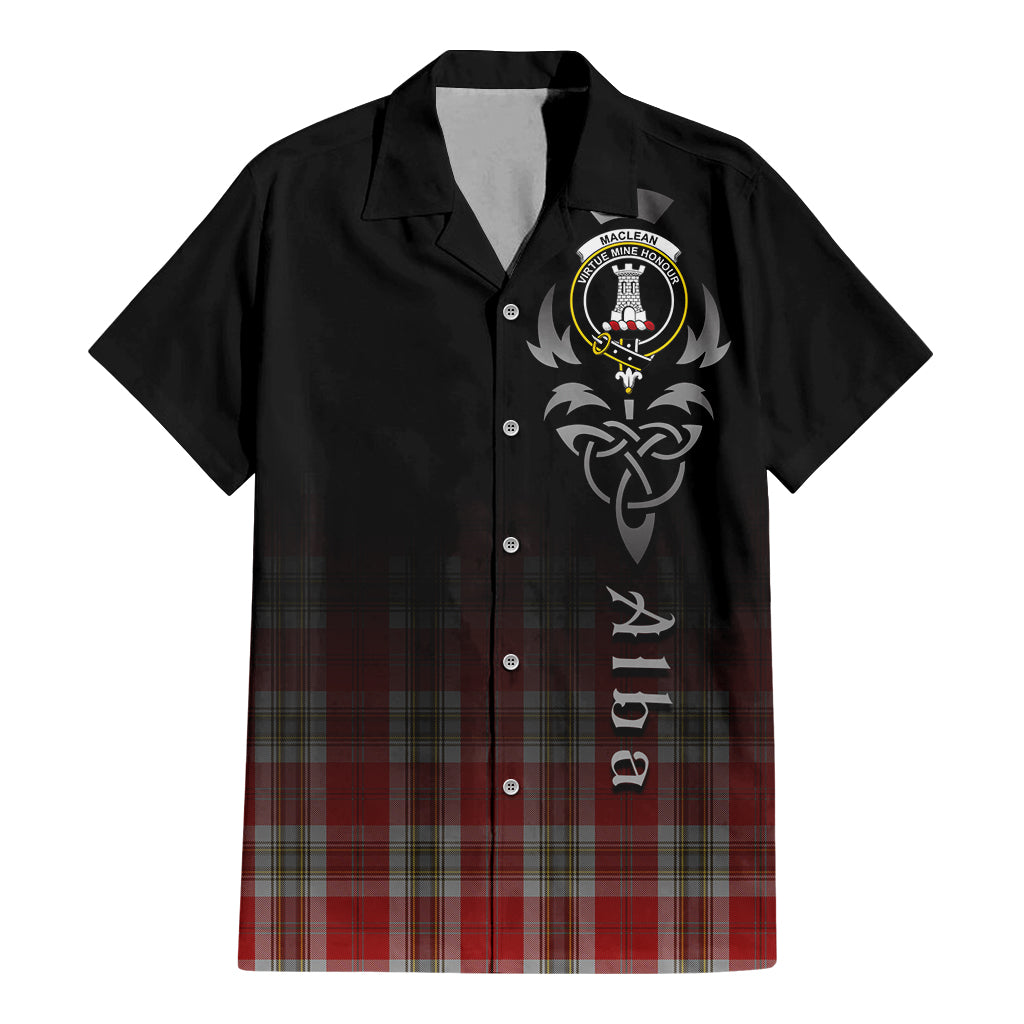 Tartan Vibes Clothing MacLean of Duart Dress Red Tartan Short Sleeve Button Up Featuring Alba Gu Brath Family Crest Celtic Inspired