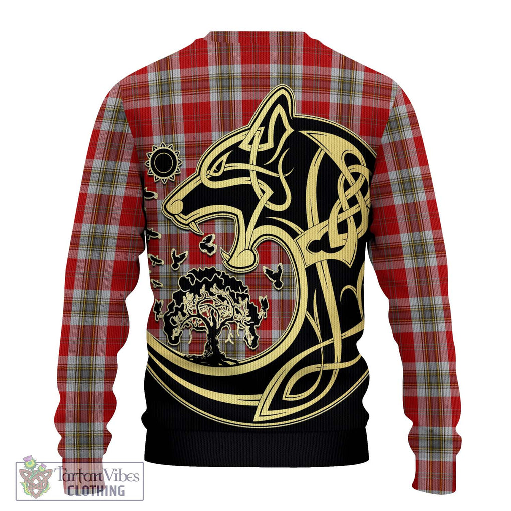 MacLean of Duart Dress Red Tartan Knitted Sweater with Family Crest Celtic Wolf Style - Tartan Vibes Clothing