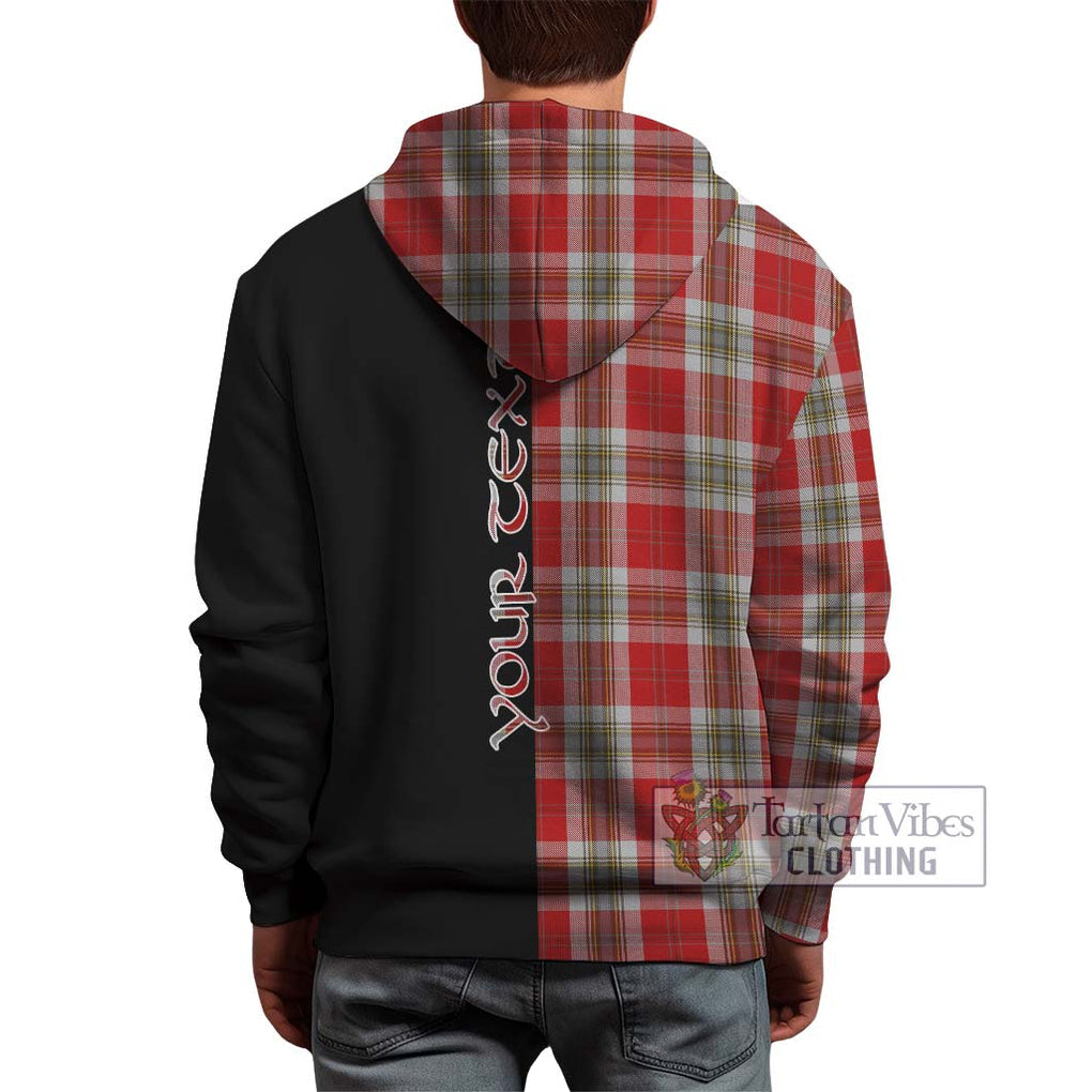 MacLean of Duart Dress Red Tartan Hoodie with Family Crest and Half Of Me Style - Tartanvibesclothing Shop