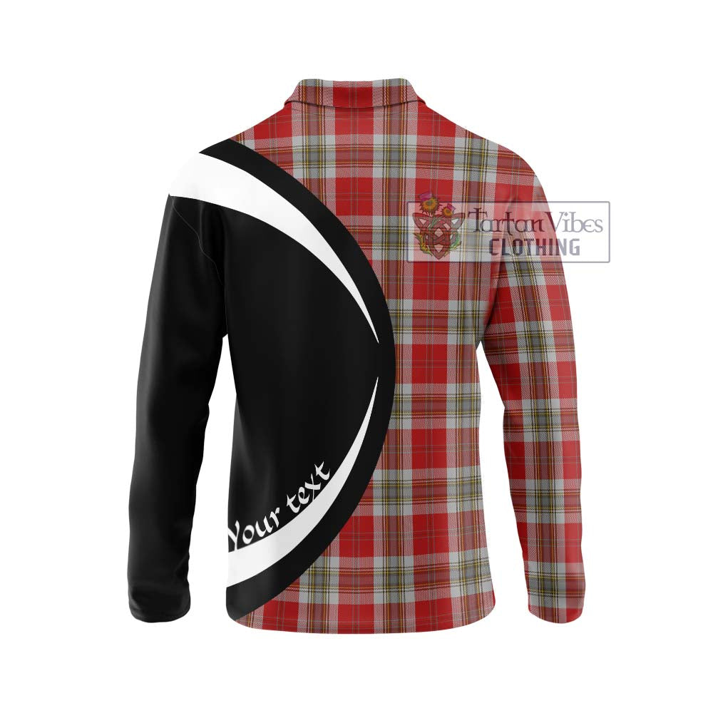 MacLean of Duart Dress Red Tartan Long Sleeve Polo Shirt with Family Crest Circle Style - Tartan Vibes Clothing