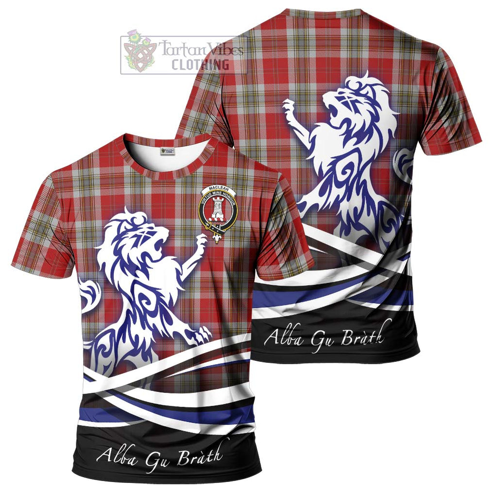 Tartan Vibes Clothing MacLean of Duart Dress Red Tartan Cotton T-shirt with Alba Gu Brath Regal Lion Emblem