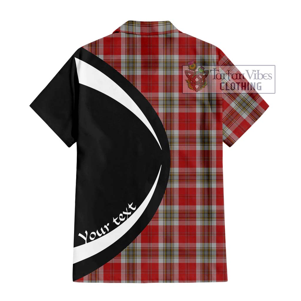 MacLean of Duart Dress Red Tartan Short Sleeve Button Up with Family Crest Circle Style - Tartan Vibes Clothing