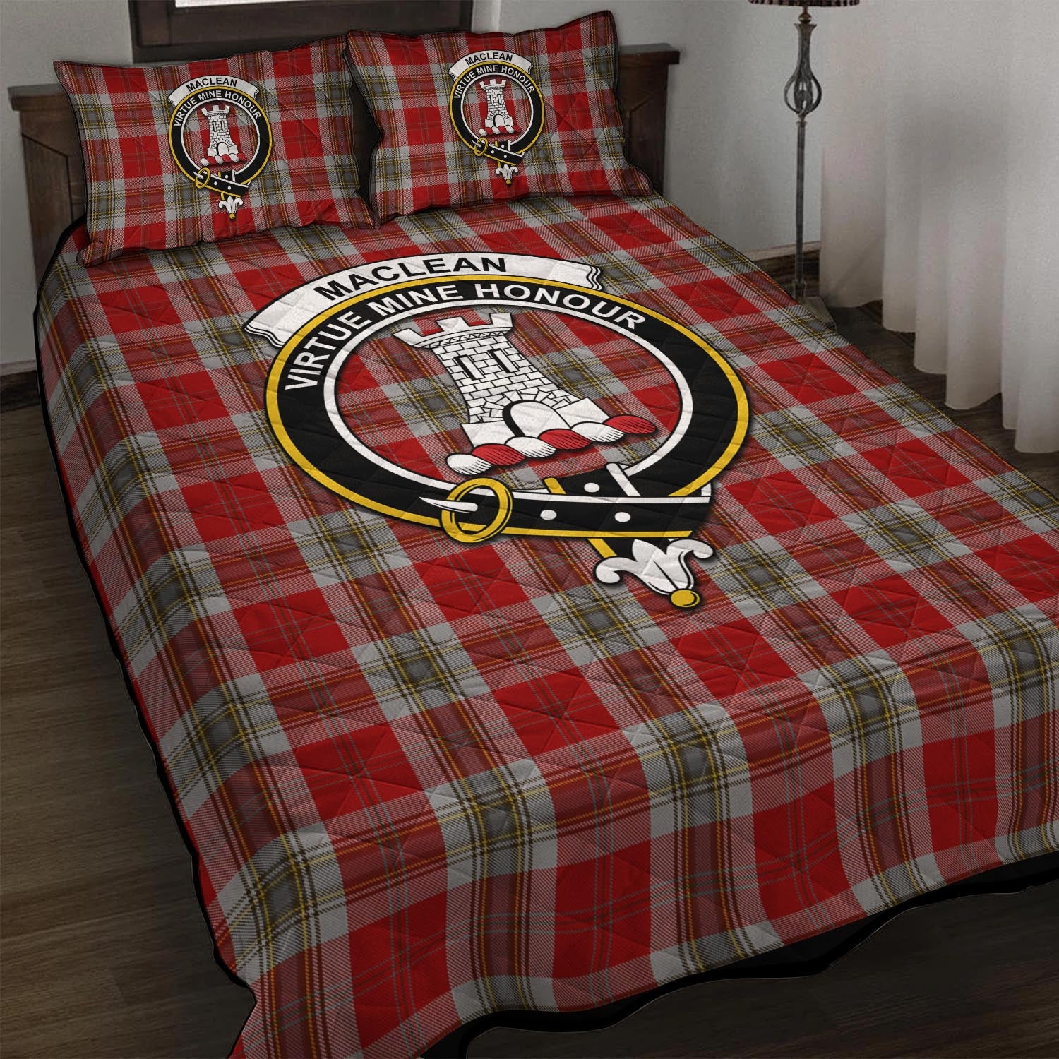 MacLean of Duart Dress Red Tartan Quilt Bed Set with Family Crest - Tartan Vibes Clothing