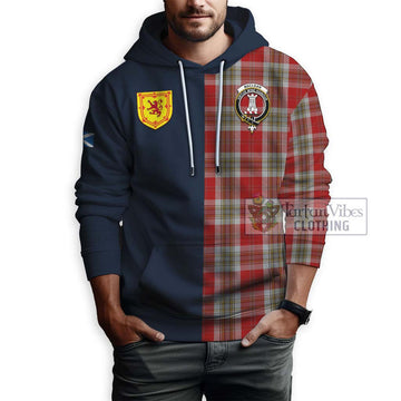 MacLean of Duart Dress Red Tartan Hoodie Alba with Scottish Lion Royal Arm Half Style