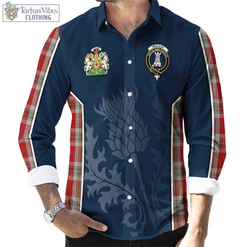 MacLean of Duart Dress Red Tartan Long Sleeve Button Up Shirt with Family Crest and Scottish Thistle Vibes Sport Style