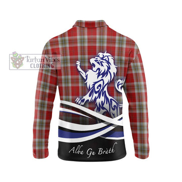 MacLean of Duart Dress Red Tartan Long Sleeve Polo Shirt with Alba Gu Brath Regal Lion Emblem