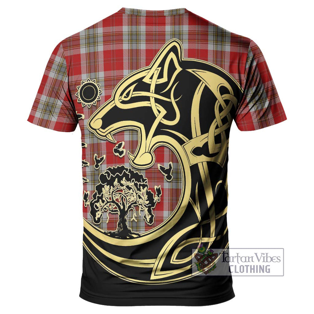 MacLean of Duart Dress Red Tartan T-Shirt with Family Crest Celtic Wolf Style - Tartan Vibes Clothing