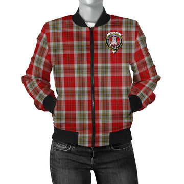 MacLean of Duart Dress Red Tartan Bomber Jacket with Family Crest