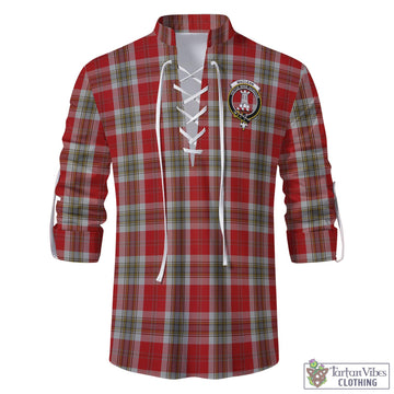 MacLean of Duart Dress Red Tartan Men's Scottish Traditional Jacobite Ghillie Kilt Shirt with Family Crest