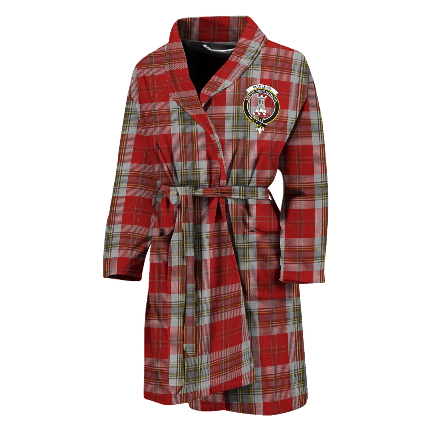 MacLean of Duart Dress Red Tartan Bathrobe with Family Crest Unisex M - Tartan Vibes Clothing