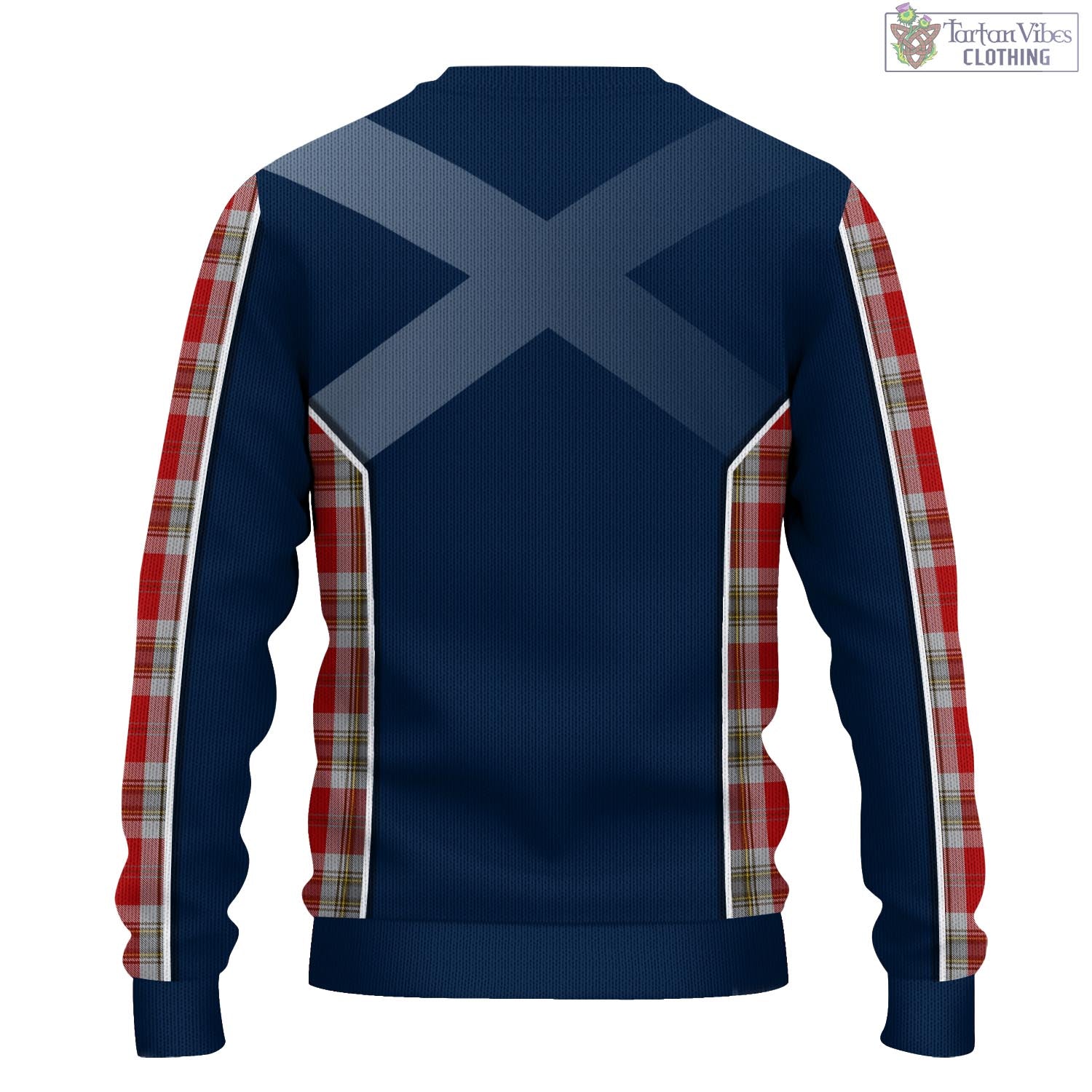 Tartan Vibes Clothing MacLean of Duart Dress Red Tartan Knitted Sweatshirt with Family Crest and Scottish Thistle Vibes Sport Style