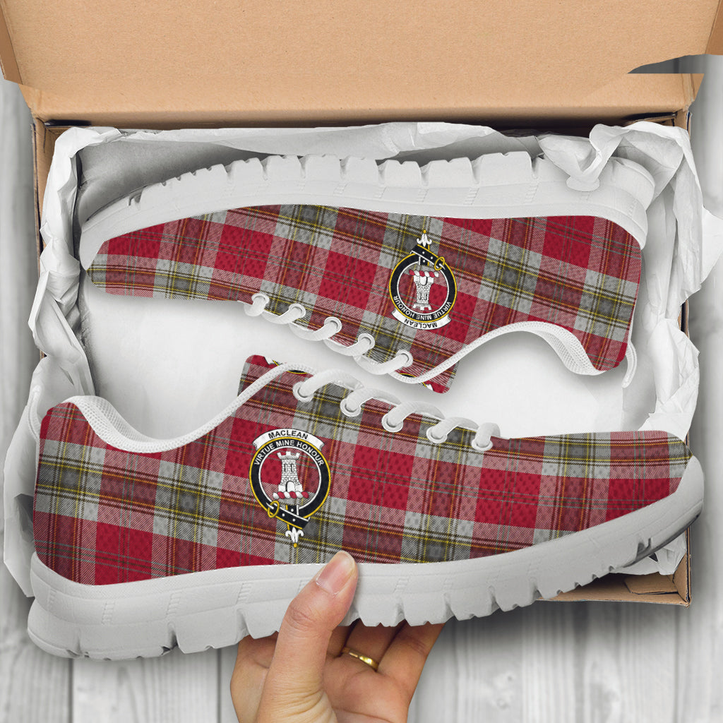 MacLean of Duart Dress Red Tartan Sneakers with Family Crest - Tartan Vibes Clothing