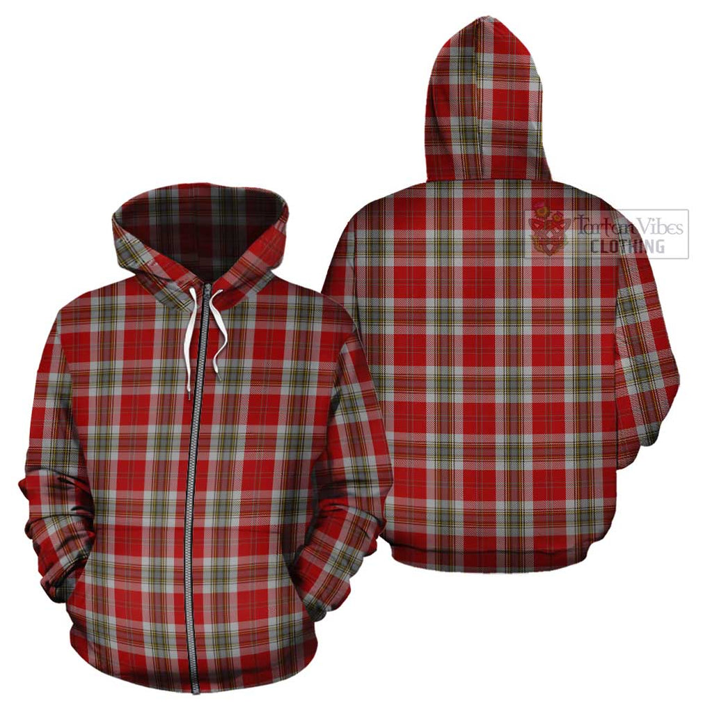 MacLean of Duart Dress Red Tartan Cotton Hoodie Zip Hoodie - Tartan Vibes Clothing