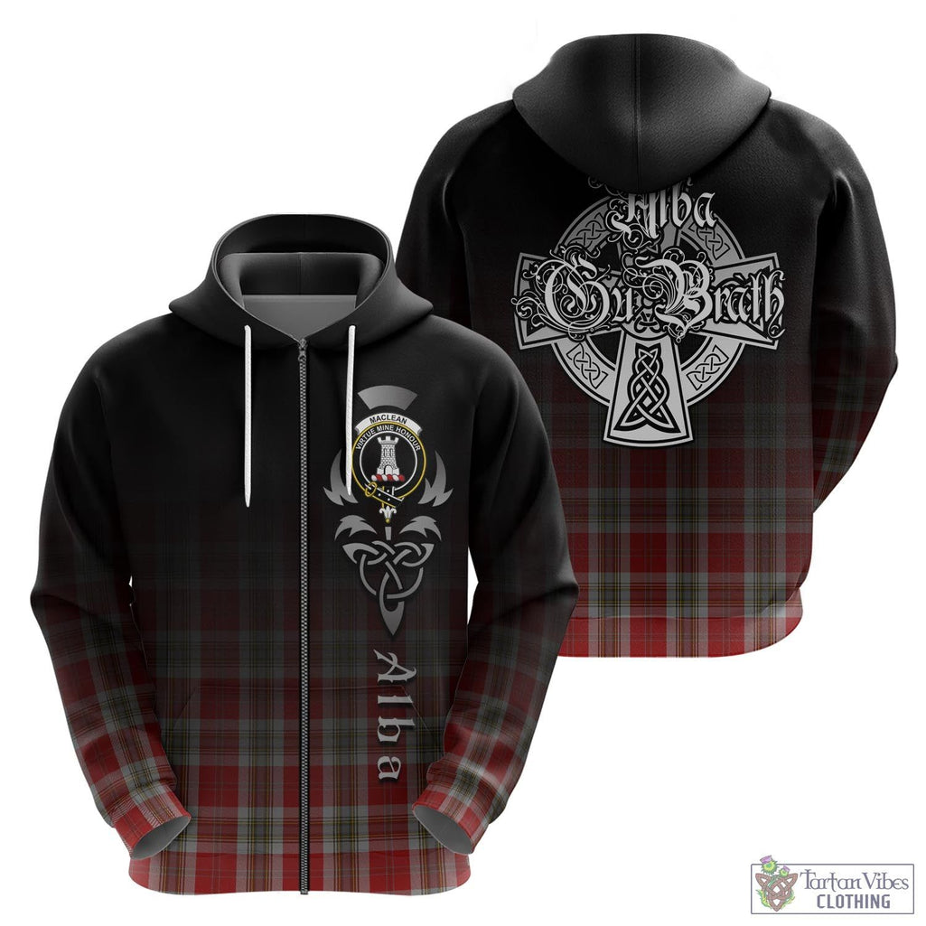 Tartan Vibes Clothing MacLean of Duart Dress Red Tartan Hoodie Featuring Alba Gu Brath Family Crest Celtic Inspired