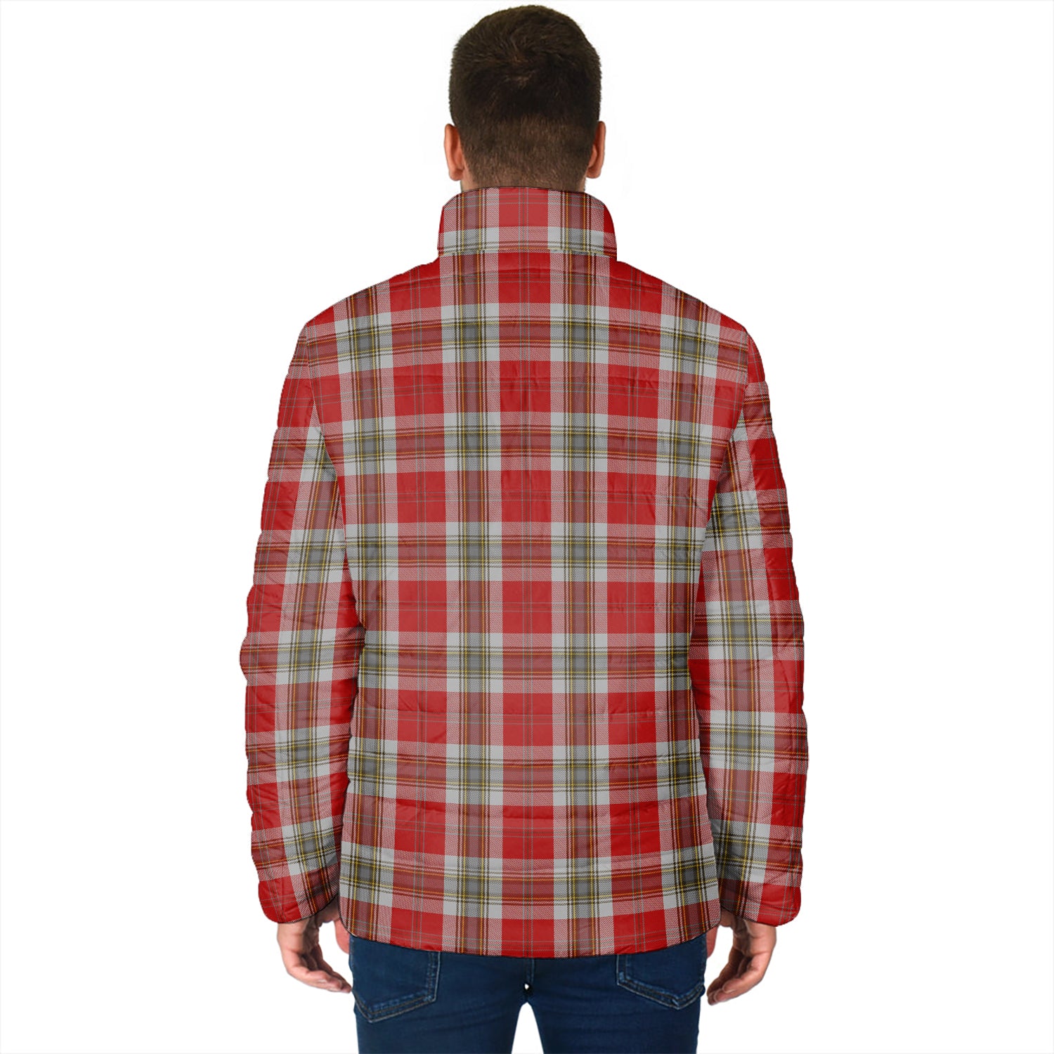 MacLean of Duart Dress Red Tartan Padded Jacket with Family Crest - Tartan Vibes Clothing