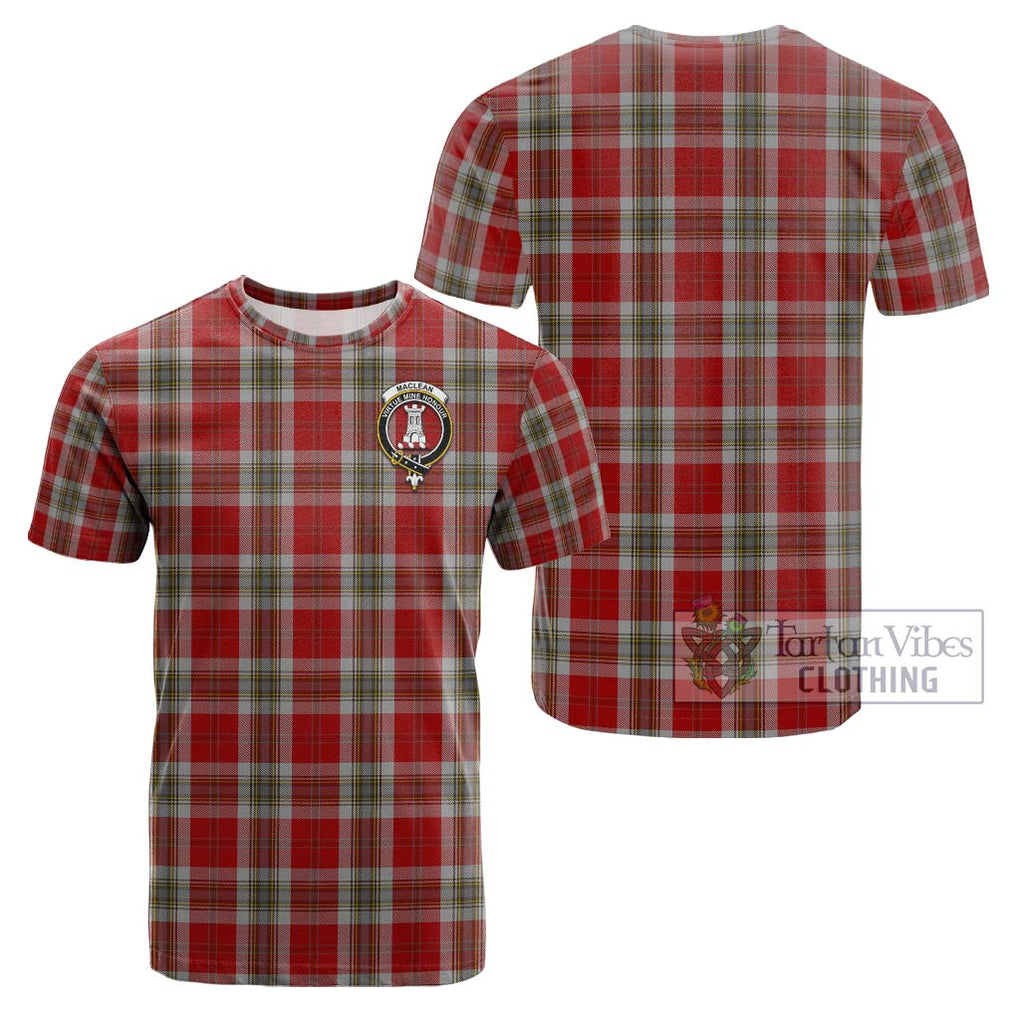 MacLean of Duart Dress Red Tartan Cotton T-Shirt with Family Crest Kid's Shirt - Tartanvibesclothing Shop