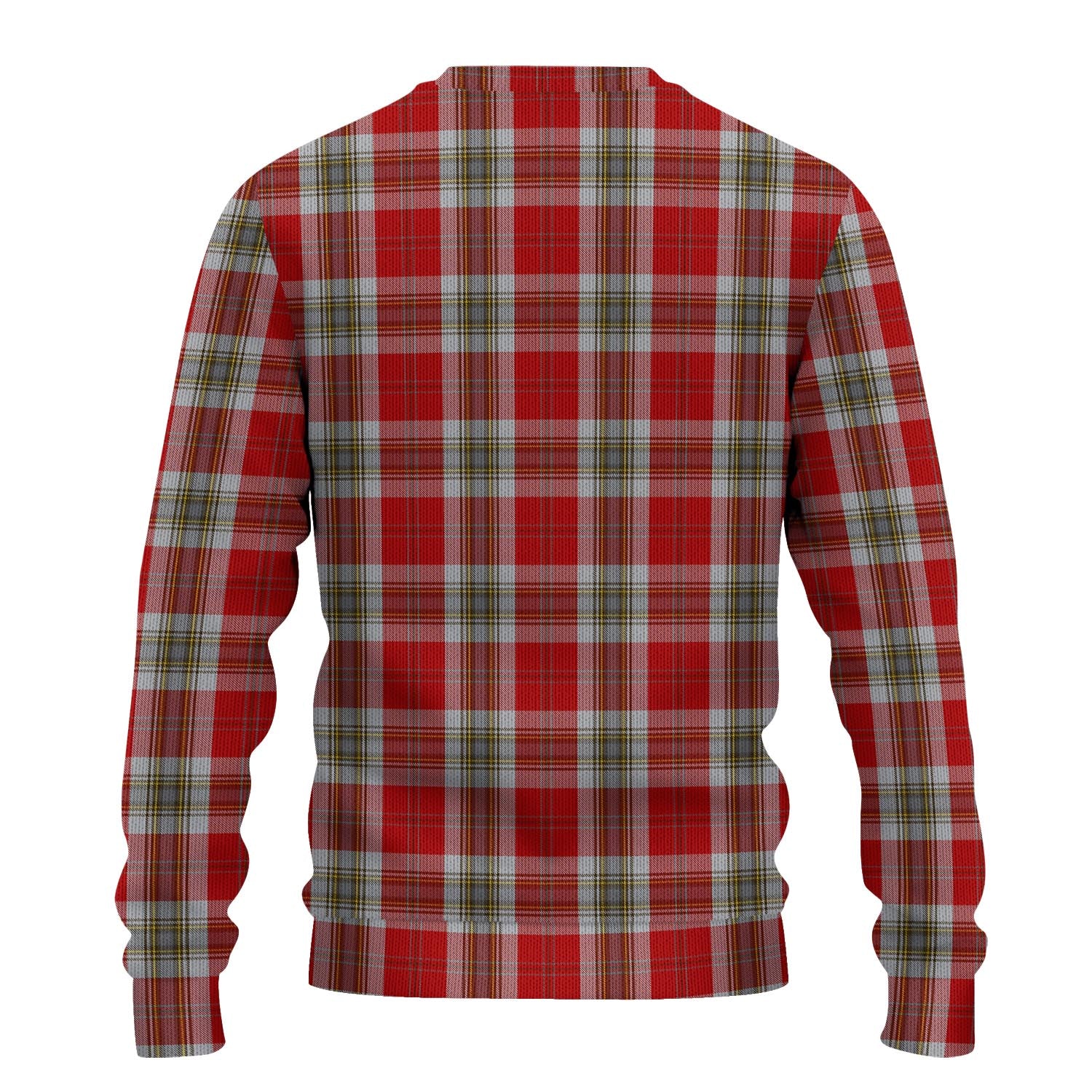 MacLean of Duart Dress Red Tartan Knitted Sweater with Family Crest - Tartanvibesclothing