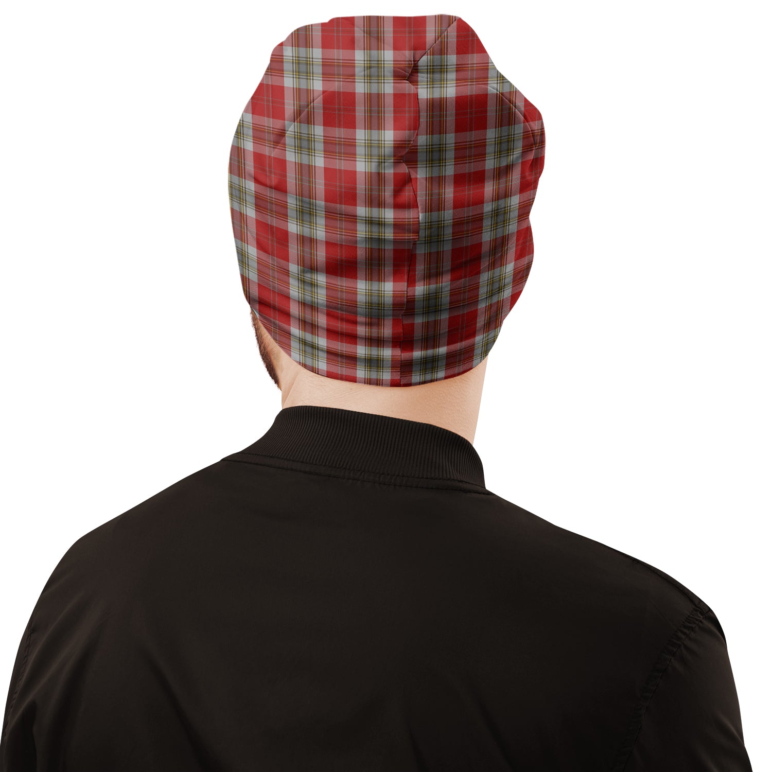 MacLean of Duart Dress Red Tartan Beanies Hat with Family Crest - Tartan Vibes Clothing