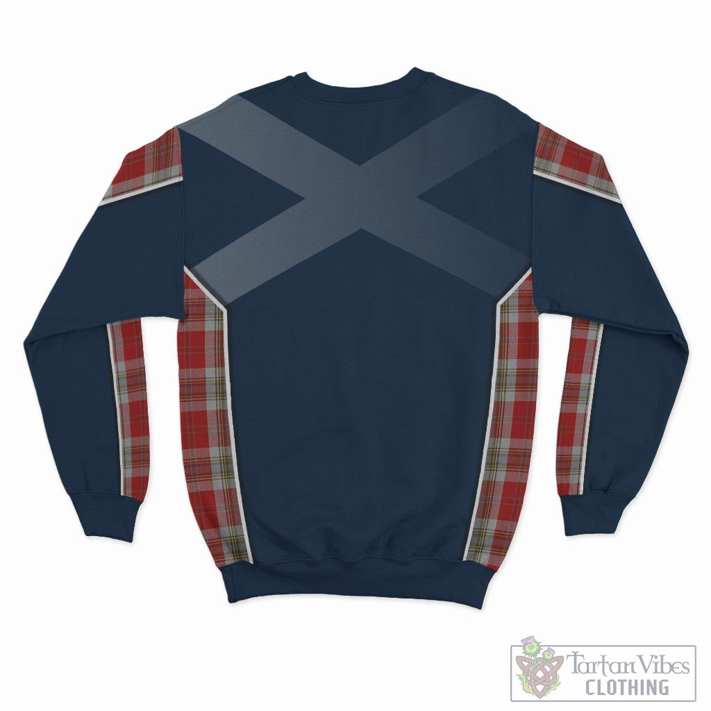 Tartan Vibes Clothing MacLean of Duart Dress Red Tartan Sweatshirt with Family Crest and Scottish Thistle Vibes Sport Style