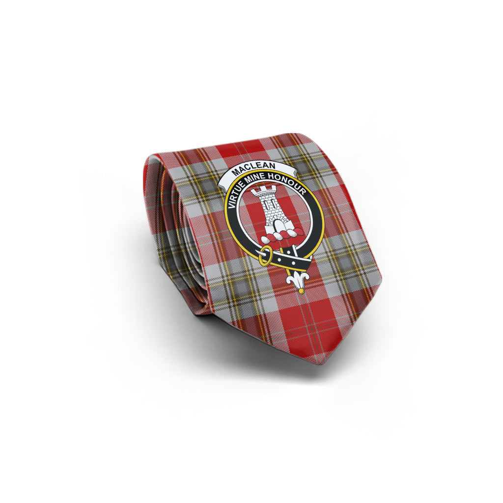 MacLean of Duart Dress Red Tartan Classic Necktie with Family Crest - Tartan Vibes Clothing