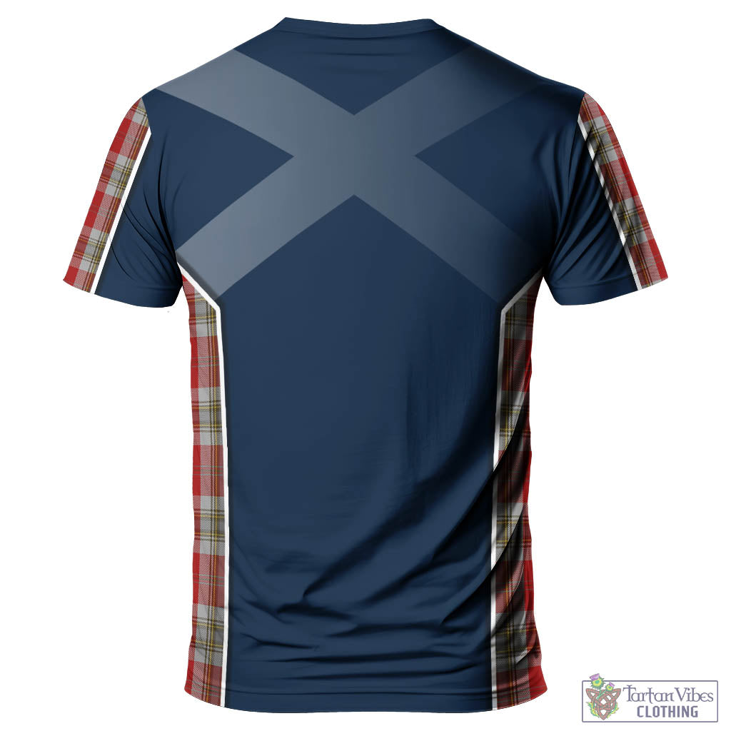 Tartan Vibes Clothing MacLean of Duart Dress Red Tartan T-Shirt with Family Crest and Scottish Thistle Vibes Sport Style