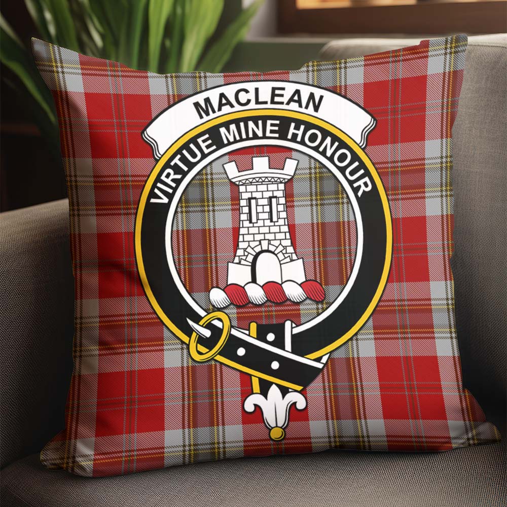 MacLean of Duart Dress Red Tartan Pillow Cover with Family Crest - Tartanvibesclothing