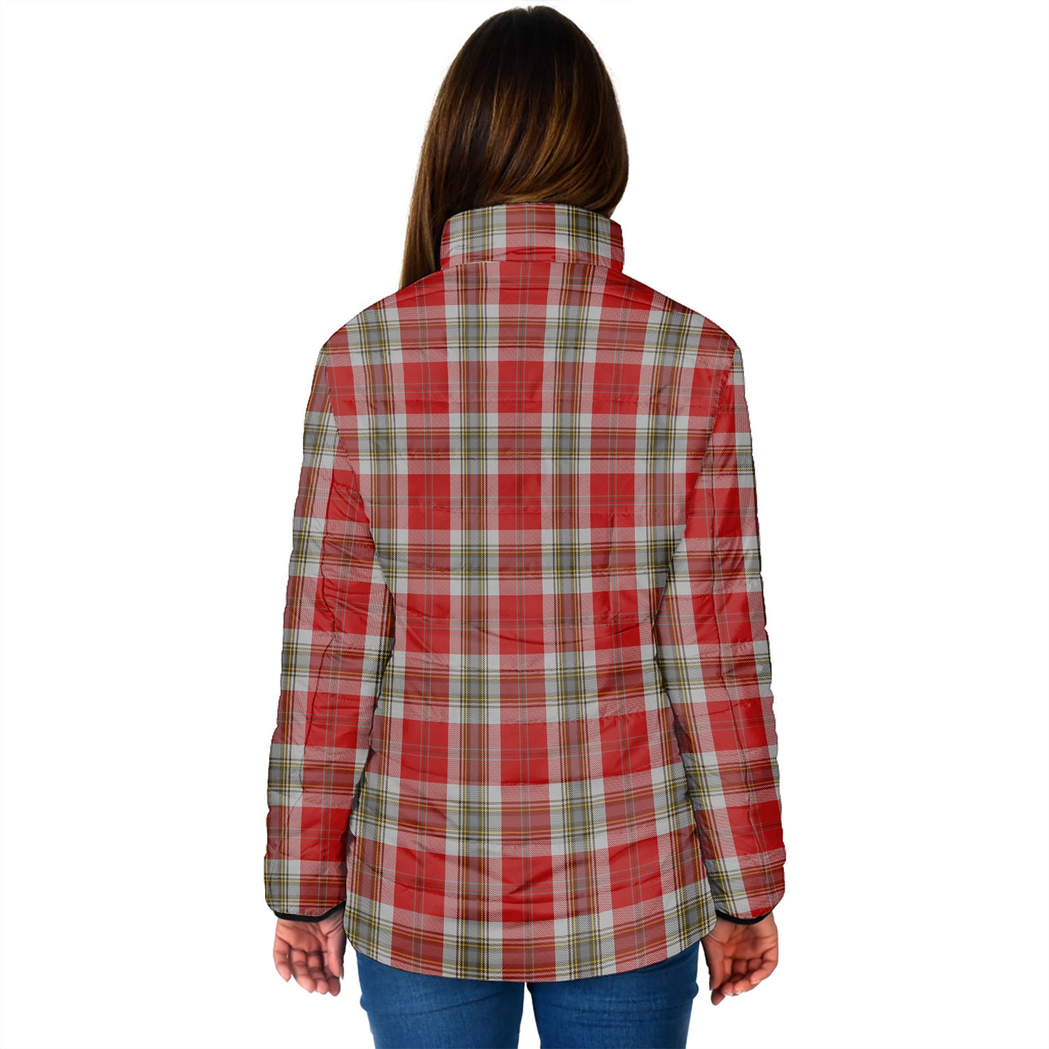 MacLean of Duart Dress Red Tartan Padded Jacket with Family Crest - Tartan Vibes Clothing