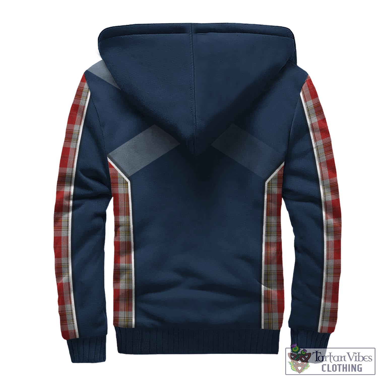 Tartan Vibes Clothing MacLean of Duart Dress Red Tartan Sherpa Hoodie with Family Crest and Scottish Thistle Vibes Sport Style