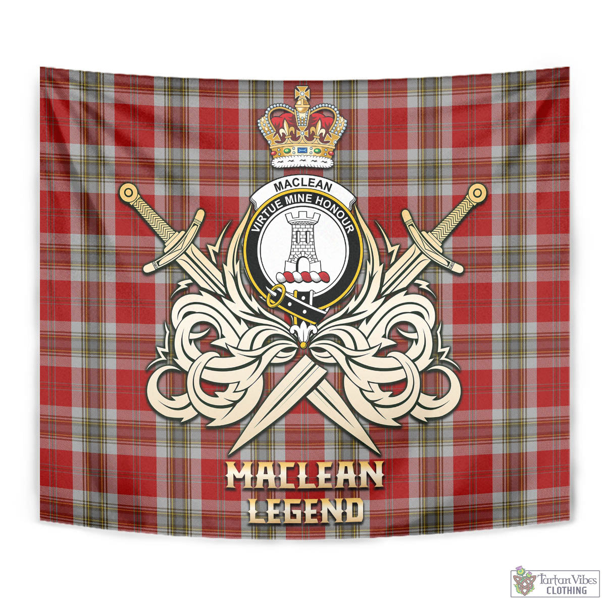 Tartan Vibes Clothing MacLean of Duart Dress Red Tartan Tapestry with Clan Crest and the Golden Sword of Courageous Legacy